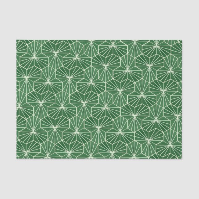 Retro Art Deco Lime Green Geometric Pattern Tissue Paper (Front)