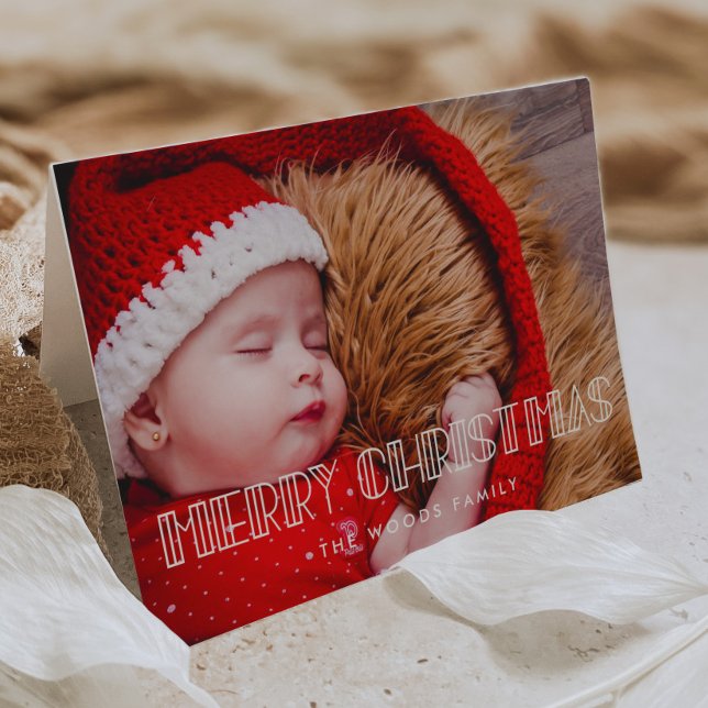 Retro Art Deco Merry Christmas Photo Holiday Card (Creator Uploaded)