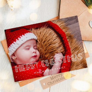 Retro Art Deco Merry Christmas Photo Holiday Card