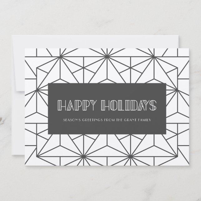 Retro art deco Minimalist kraft Happy Holidays Card (Front)