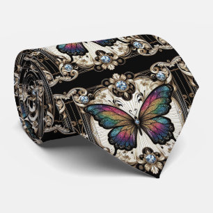 Retro Art Deco Rainbow Butterfly Nouveau Tie