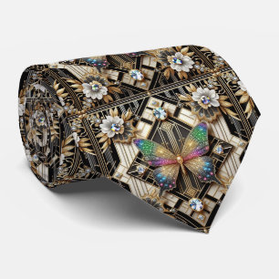 Retro Art Deco Rainbow Butterfly Nouveau Tie