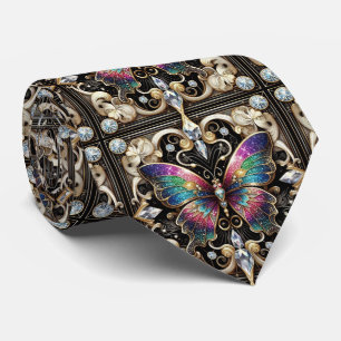 Retro Art Deco Rainbow Butterfly Nouveau Tie