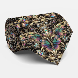 Retro Art Deco Rainbow Butterfly Nouveau Tie