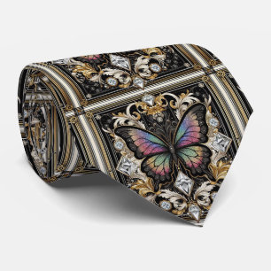 Retro Art Deco Rainbow Butterfly Nouveau Tie
