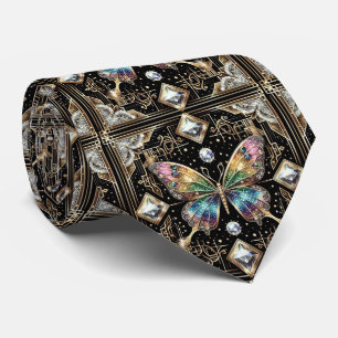 Retro Art Deco Rainbow Butterfly Nouveau Tie