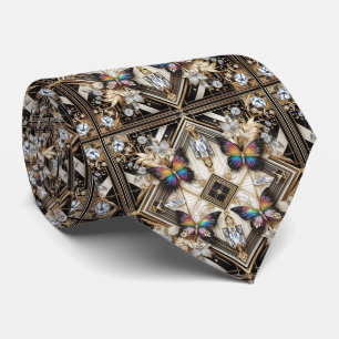 Retro Art Deco Rainbow Butterfly Nouveau Tie