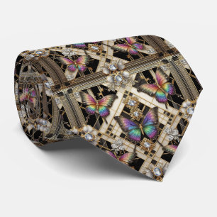 Retro Art Deco Rainbow Butterfly Nouveau Tie
