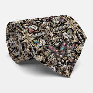 Retro Art Deco Rainbow Butterfly Nouveau Tie