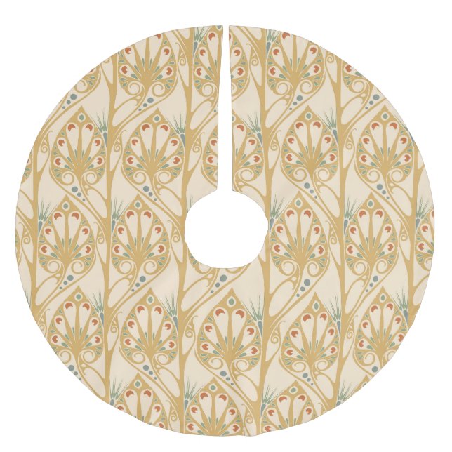 Retro art nouveau, abstract geometric lines. brushed polyester tree skirt (Front)
