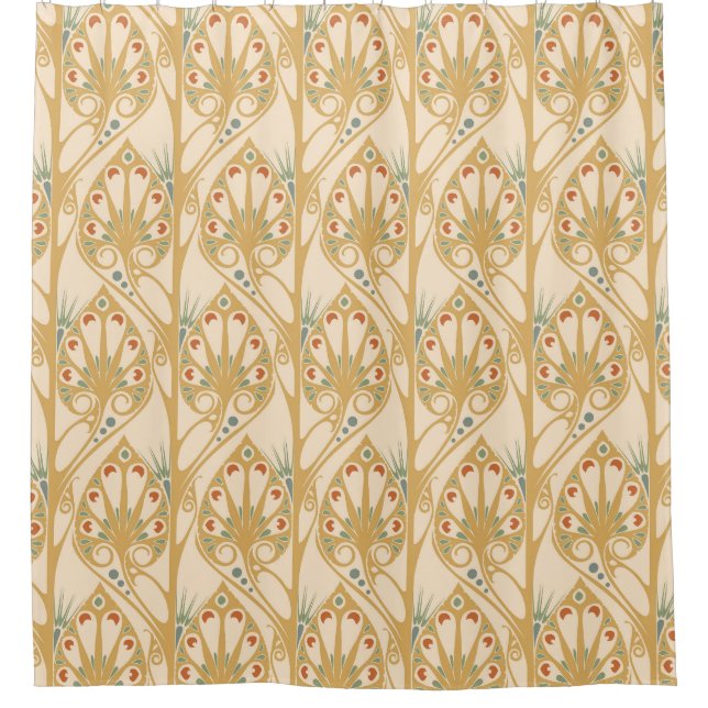 Retro art nouveau, abstract geometric lines. shower curtain (Front)