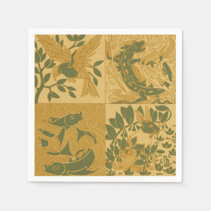 Retro Art Nouveau Animal Nature Aesthetic Art Napkin