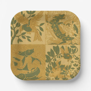 Retro Art Nouveau Animal Nature Aesthetic Art Paper Plate