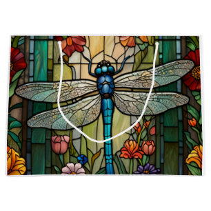 Retro art nouveau dragonfly boho chic large gift bag