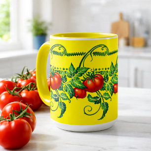 Retro Art Nouveau Garden Tomatoes Frieze Pattern Mug