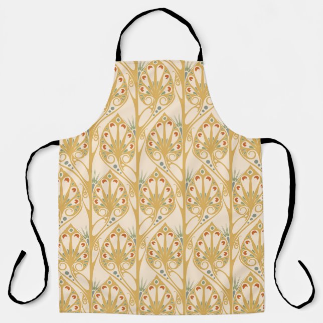 Retro art nouveau illustration pattern apron (Front)