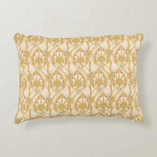 Retro art nouveau illustration pattern decorative cushion