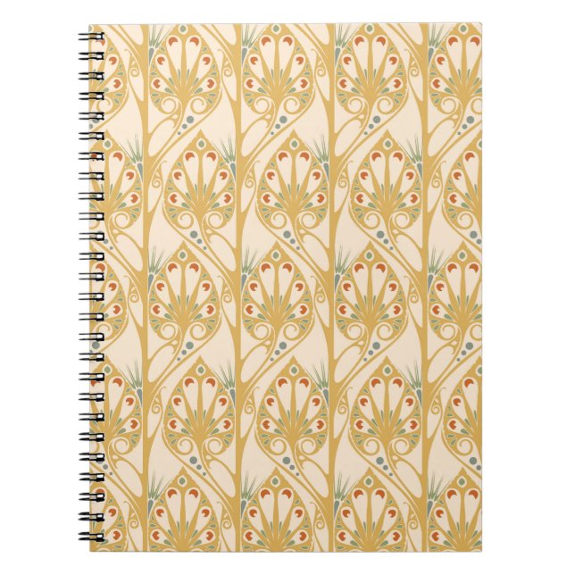 Retro art nouveau illustration pattern notebook (Front)