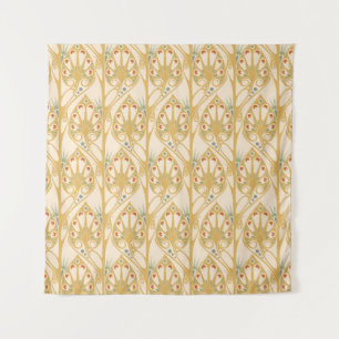 Retro art nouveau illustration pattern tapestry