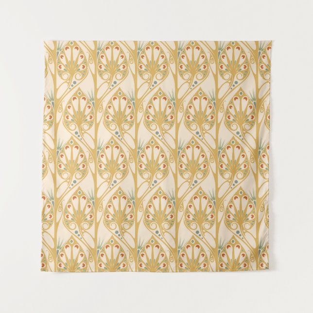 Retro art nouveau illustration pattern tapestry (Front)
