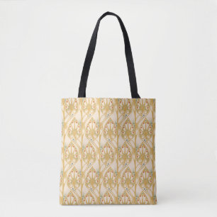Retro art nouveau illustration pattern tote bag