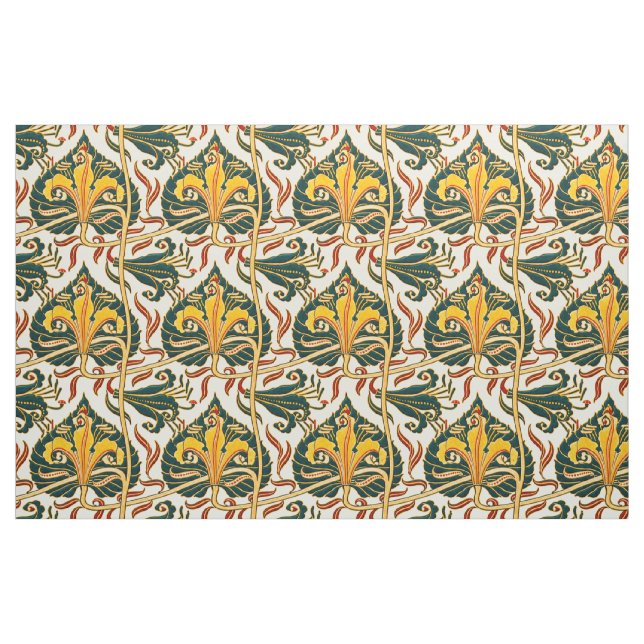 Retro Art Nouveau Lily Pattern by Walter Crane Fabric (Yard)