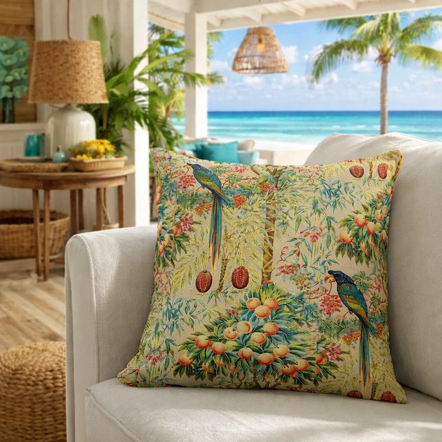 Retro Art Nouveau Macaw Pattern by Walter Crane Cushion (Creator Uploaded)