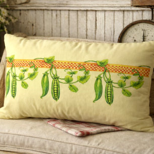 Retro Art Nouveau Pea Pods Pattern Frieze Lumbar Cushion