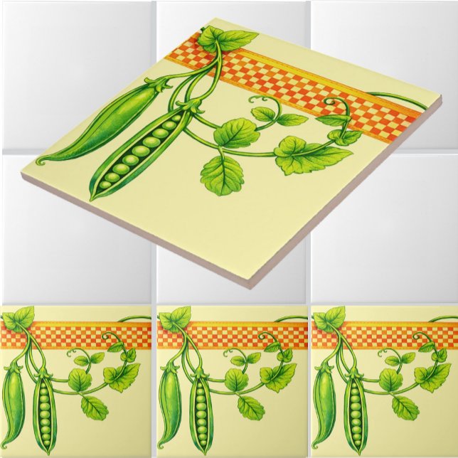 Retro Art Nouveau Pea Pods Pattern Frieze Tile (Creator Uploaded)
