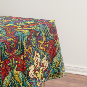 Retro Art Nouveau Peacocks & Birds by Walter Crane Tablecloth