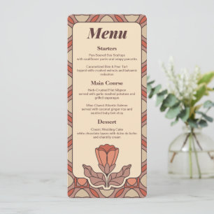 Retro Art Nouveau Wedding Menu Card