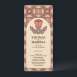 Retro Art Nouveau Wedding Program Card<br><div class="desc">Guide your guests through your ceremony with this elegant retro-style wedding program. This design combines the flowing aesthetic of Art Nouveau with a Mid-Century Modern geometric pattern in earth tones. The front details the order of service, while the back offers space to introduce the wedding party and a personal thank...</div>