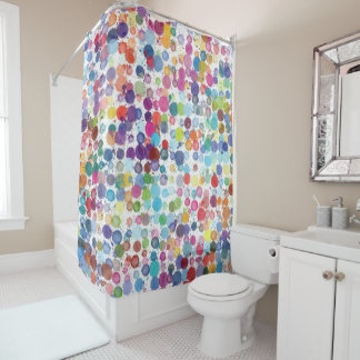 Retro art Paint rainbow shower curtain