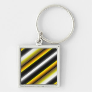 Retro Artdeco gestreift in weiss gelb schwarz Key Ring