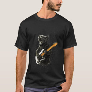 Retro Artistic Funny Cat Playing Rock Music, Class T-Shirt