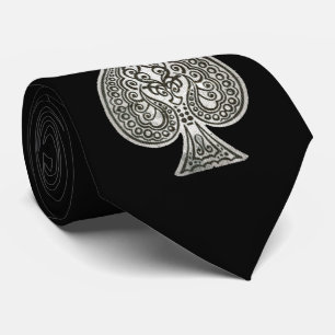 Retro Artistic Poker Ace Of Spades Personalised Tie