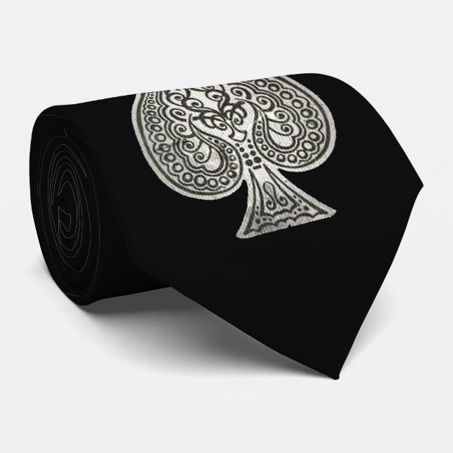 Retro Artistic Poker Ace Of Spades Personalised Tie (Rolled)