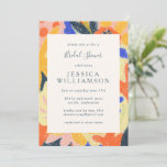 Retro Artsy Abstract Botanical Bridal Shower Invitation<br><div class="desc">Retro Artsy Abstract Botanical Bridal Shower Invitation in Blue,  Orange,  Pink,  and Yellow</div>