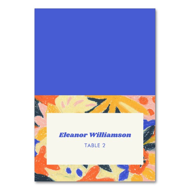 Retro Artsy Abstract Botanical Custom Baby Shower Table Number (Front)