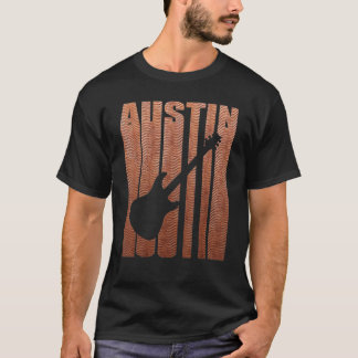 Retro Artsy Austin   Vintage Music Guitar T-Shirt