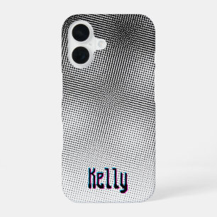 Retro Artsy Black and White Moiré 3D Movie iPhone 16 Case