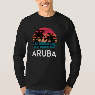 Retro Aruba, Fun Beach Sunset Palm Tree Summer T-Shirt