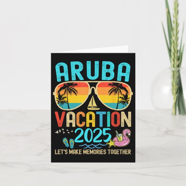 Retro Aruba Vacation 2025 Matching Family Friends  Card (Front)