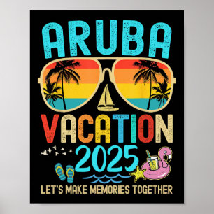 Retro Aruba Vacation 2025 Matching Family Friends Poster