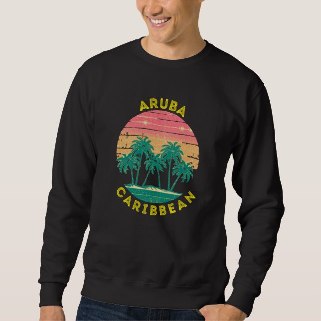 Retro Aruba Vacation Souvenir Palm Tree Sweatshirt (Front)