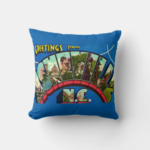 Retro Asheville NC Postcard Cushion