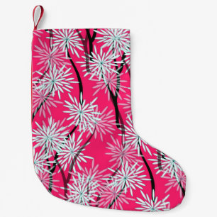 Retro Asian Floral Wallpaper. Small Christmas Stocking
