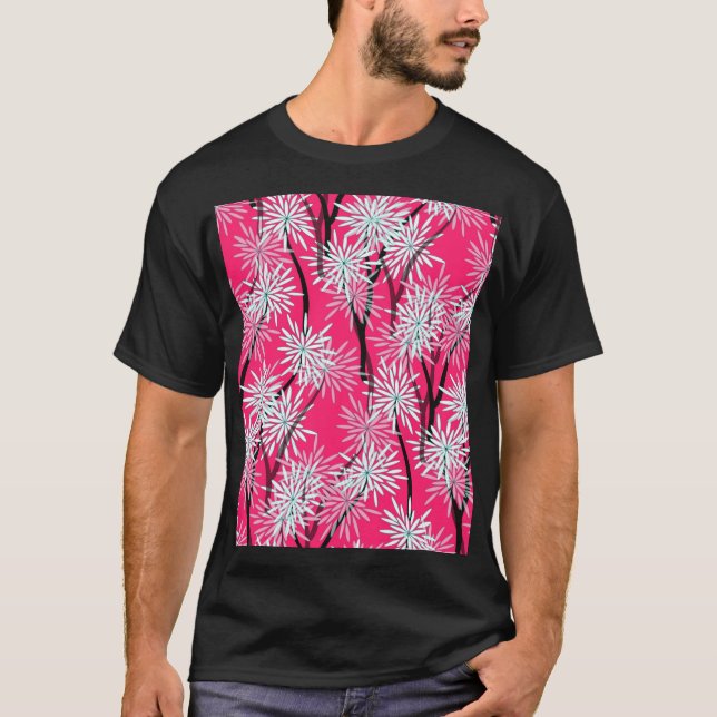 Retro Asian Floral Wallpaper. T-Shirt (Front)