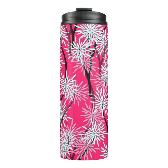 Retro Asian Floral Wallpaper. Thermal Tumbler (Front)