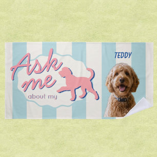 Retro Ask Me About My Goldendoodle Custom Photo Beach Towel